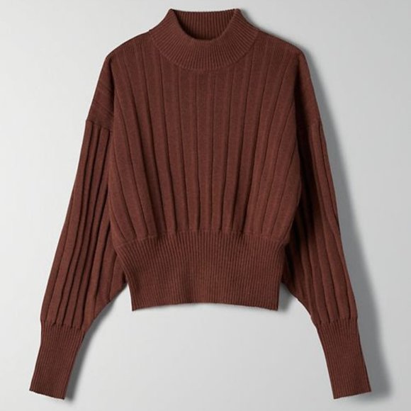 Aritzia Icalma Brown Ribbed Women's Sweater - Picture 3 of 5